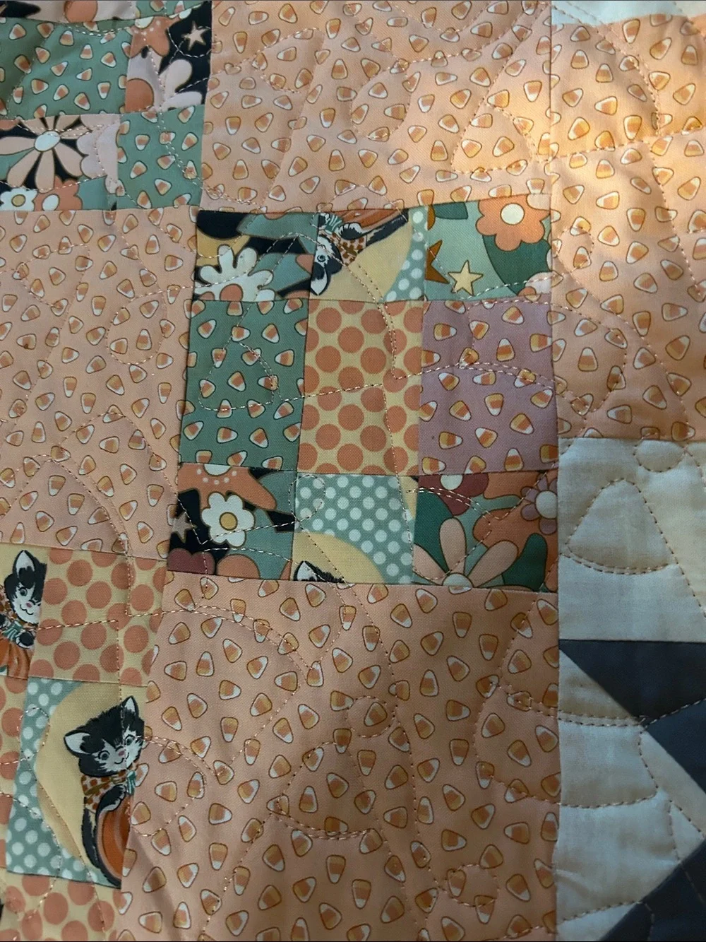 ONE OF A KIND -HANDCRAFTED Quilt CandyCorn Motif